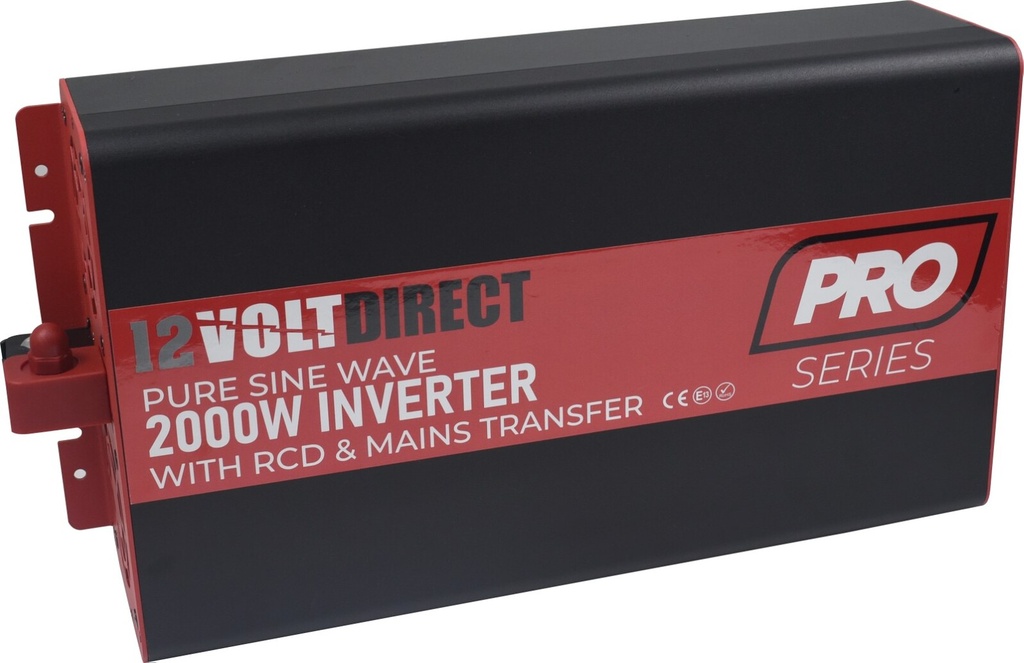 - 12V DC to 240V AC Pure Sine Wave Inverter with RCD & Mains Transfer Switch
- High-quality 2000w power output
- Efficiently converts direct current (DC) to alternating current (AC)