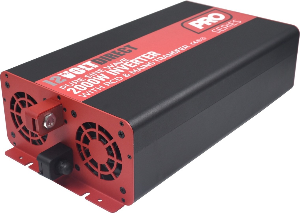 - 12V DC to 240V AC Pure Sine Wave Inverter with RCD & Mains Transfer Switch
- High-quality 2000w power output
- Efficiently converts direct current (DC) to alternating current (AC)