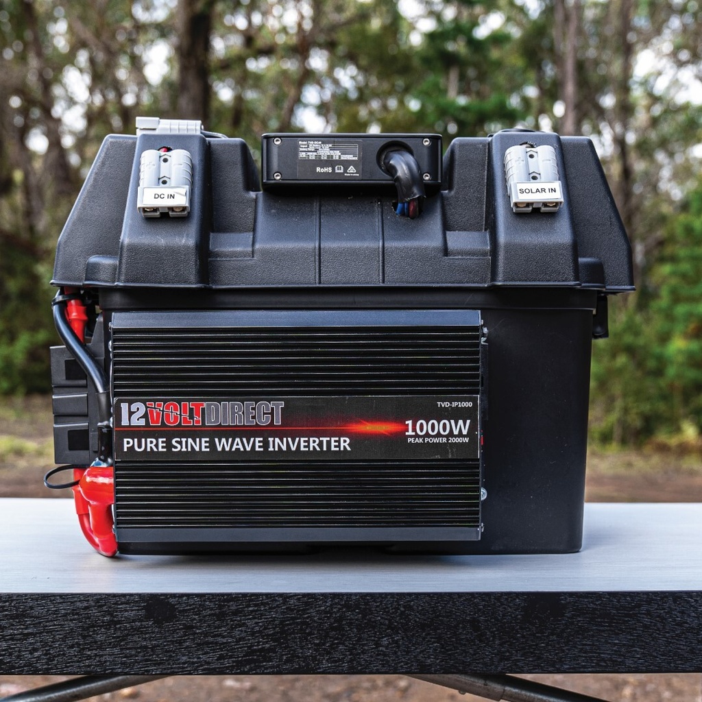 Crafted in Australia - Power Station Bundle - 1000W Inverter Compact Battery Box featuring 40A DC to DC Charger.